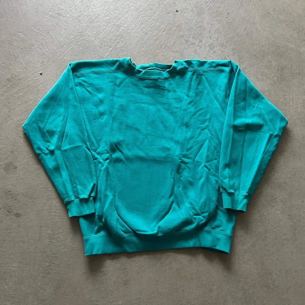 Vintage 90s Levis Strauss Sweatshirt Size Large Green Blank Crewneck